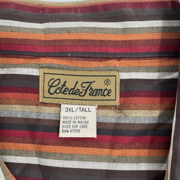 Cote De France Shirt Multicolor Striped Button Up Cotton sz 3XL Tall 3XLT EUC! - Picture 3 of 10